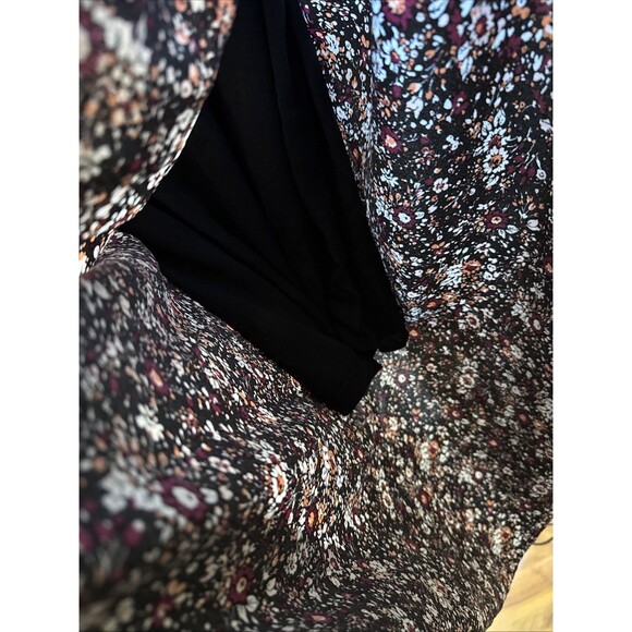 Boho Floral Midi Dress Cottagecore Peasant Prairie Dark Fairy Grunge Flowy L - Picture 7 of 7